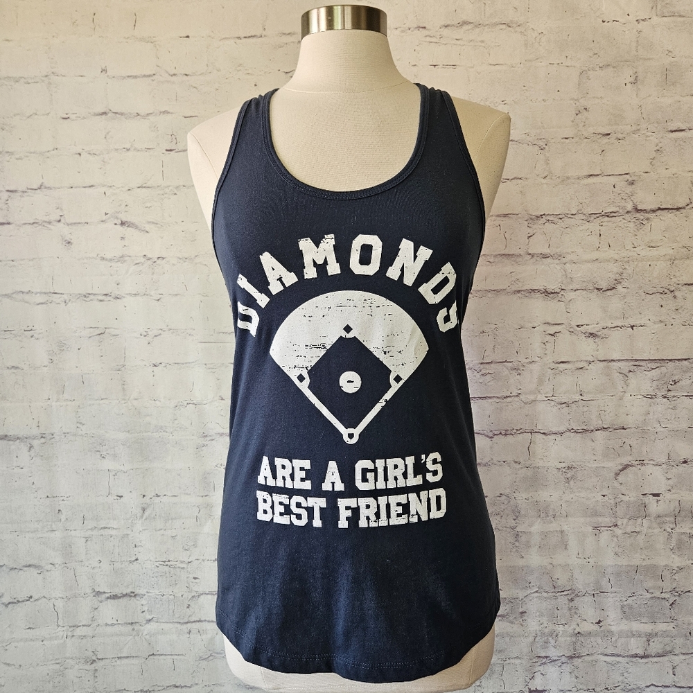 NWOT Diamonds are A Girl's Best Friend Baseball Softball Tank Top Medium